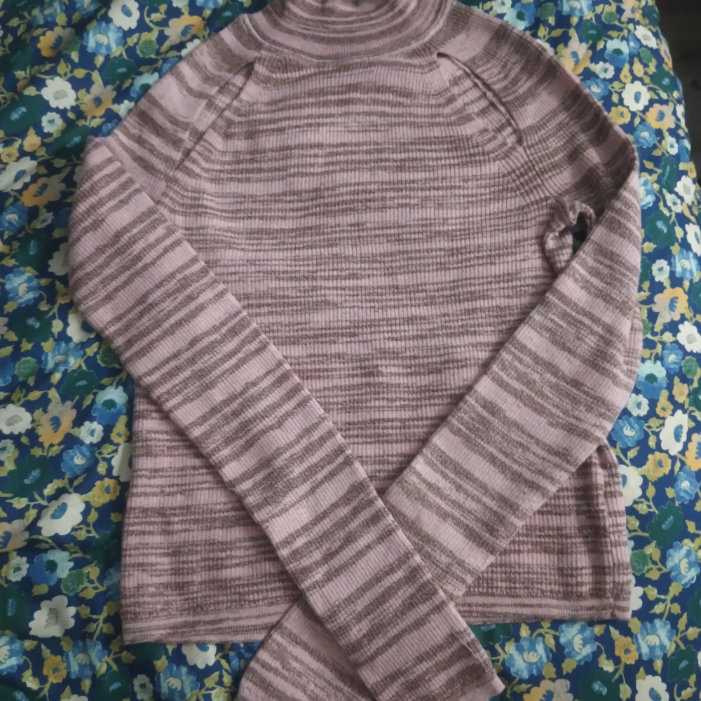 Wild Fable Pink and Gray Striped Turtleneck Sweater